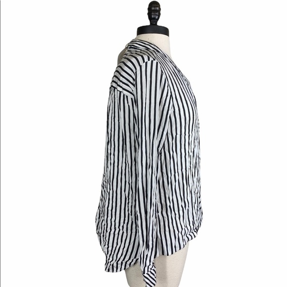 Zara trf collection black and white striped blouse Size m new with tags - Picture 5 of 9